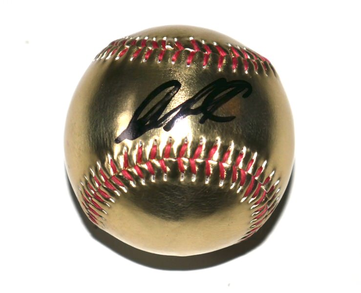 Jazz Chisholm New York Yankees Autographed Signed Gold Baseball - Beckett Witnessed