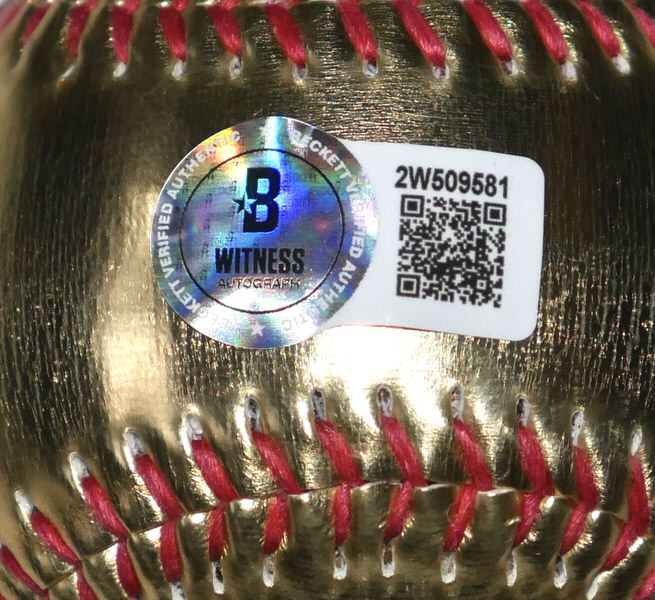 Jazz Chisholm New York Yankees Autographed Signed Gold Baseball - Beckett Witnessed