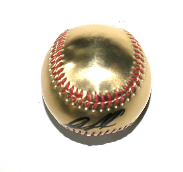 Jazz Chisholm New York Yankees Autographed Signed Gold Baseball - Beckett Witnessed