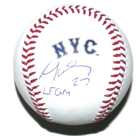 Mark Vientos Signed & Inscribed LFGM Rawlings Official 2024 New York Mets City Connect Logo Baseball - Beckett Witnessed