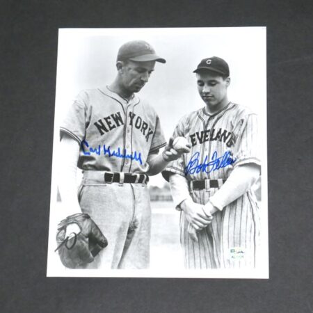 Carl Hubbell New York Giants and Bob Feller Cleveland Indians Signed Autographed 8 x 10 Photo - PSA