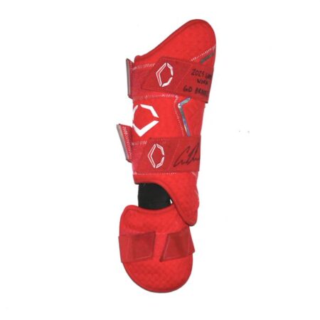 Cade Bunnell 2025 Columbus Clingstones Game Worn & Signed GO BRAVES! EvoShield PRO-SRZ 2.0 Batter Leg Guard