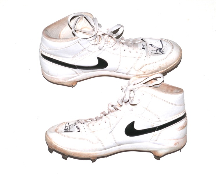 Drew Lugbauer 2025 Algodoneros Union Laguna Game Worn & Signed White & Black Nike Air Jordan Cleats