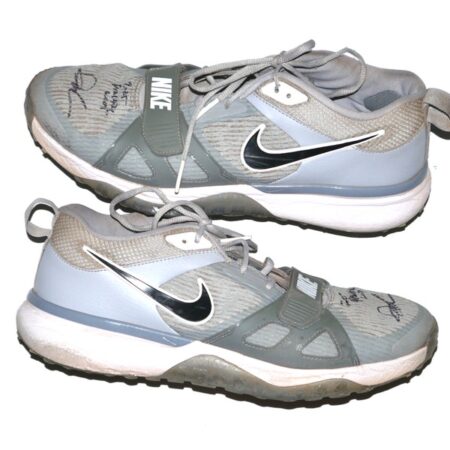 Drew Lugbauer 2025 Algodoneros Union Laguna Practice Worn & Signed Grey Nike Turf Shoes