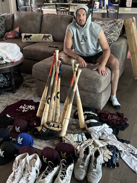 Drew Lugbauer with 2025 Algodoneros Union Laguna Game Worn & Signed White & Black Nike Air Jordan Cleats