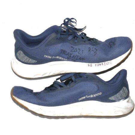 Indigo Diaz 2025 Somerset Patriots Training Worn & Signed GO YANKEES! New Balance Shoes