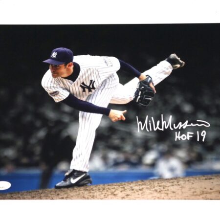 Mike Mussina Signed Autographed New York Yankees 11 x 14 Photo with "HOF 19" Inscription - JSA