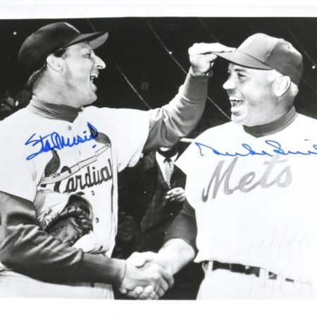 Stan Musial St Louis Cardinals and Duke Snider New York Mets Signed 8 x 10 Photo - JSA