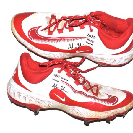 Adam Zebrowski 2025 Columbus Clingstones Game Worn & Signed White & Red Nike Baseball Cleats
