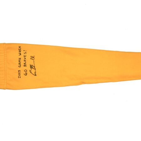 Cade Bunnell 2025 Gwinnett Stripers Game Worn & Signed Gold Arm Sleeve