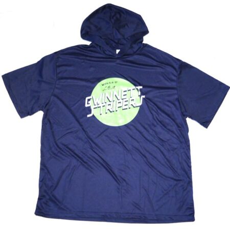 Cade Bunnell 2025 Team Issued & Signed Official Gwinnett Stripers Short Sleeve Hooded Shirt - Worn for Batting Practice!
