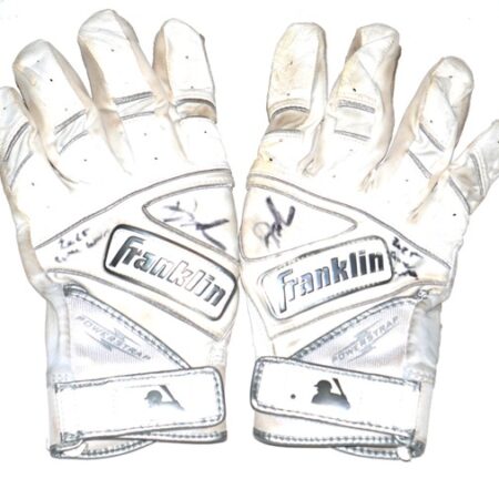 Drew Lugbauer 2025 Algodoneros Union Laguna Game Worn & Signed White & Grey Franklin Batting Gloves