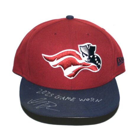 Indigo Diaz 2025 Game Worn & Signed Official Burgundy & Navy Somerset Patriots New Era 59FIFTY Hat