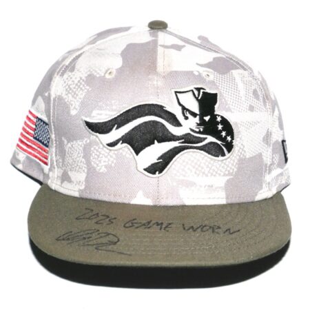 Indigo Diaz 2025 Game Worn & Signed Official Somerset Patriots Armed Forces Day New Era 59FIFTY Hat