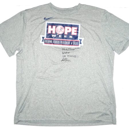 Indigo Diaz Somerset Patriots Practice Worn & Signed New York Yankees Hope Week Nike Shirt