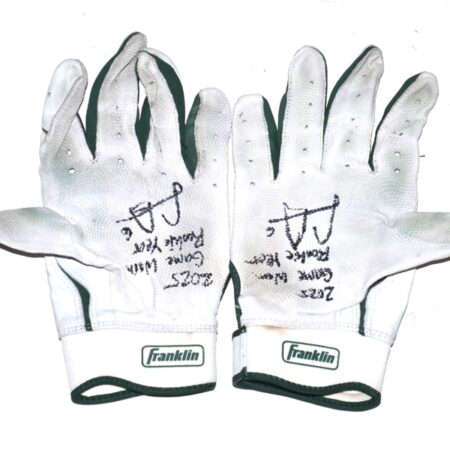 Logan Davidson 2025 Oakland Athletics Rookie Year Game Worn & Signed Franklin Batting Gloves