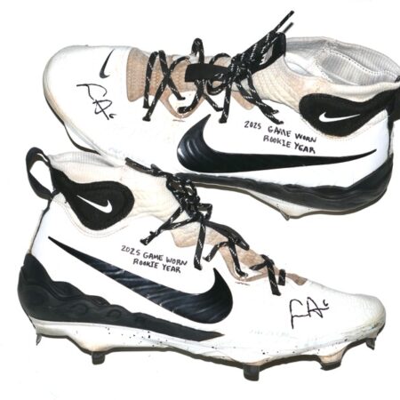Logan Davidson 2025 Oakland Athletics Rookie Year Game Worn & Signed White & Black Nike Cleats