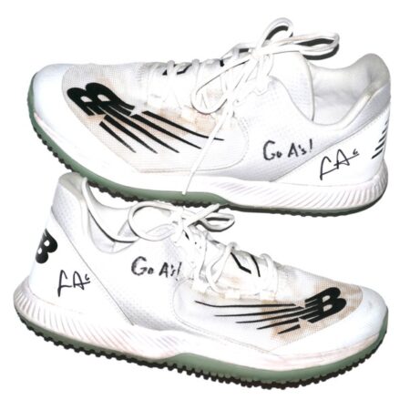 Logan Davidson 2025 Oakland Athletics Training Worn & Signed New Balance Shoes