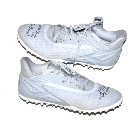 Luke Waddell 2025 Gwinnett Stripers #12 Training Worn & Signed Grey Under Armour Shoes