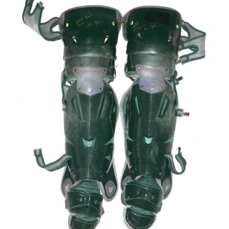 Adam Zebrowski 2025 Columbus Clingstones Game Worn & Signed Green & Grey All-Star Leg Guards