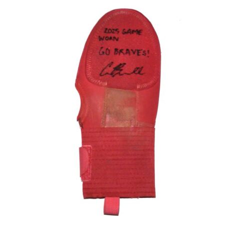 Cade Bunnell 2025 Columbus Clingstones Game Worn & Signed GO BRAVES! EvoShield Sliding Mitt