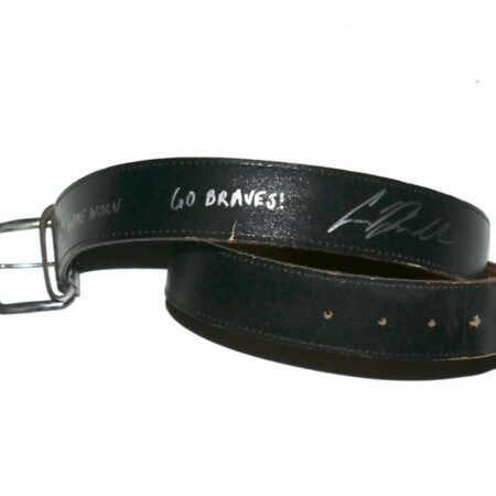 Cade Bunnell 2025 Gwinnett Stripers Game Worn & Signed GO BRAVES! Leather Baseball Belt