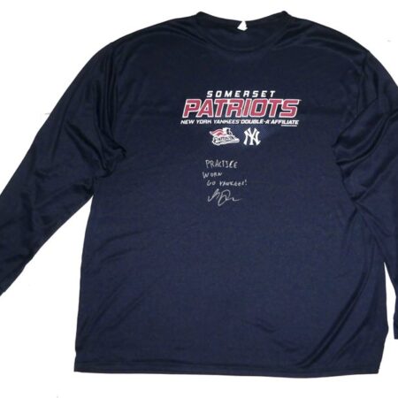 Indigo Diaz 2025 Practice Worn & Signed Official Somerset Patriots Long Sleeve Shirt