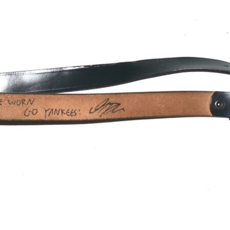 Indigo Diaz 2025 Somerset Patriots Game Worn & Signed GO YANKEES! Black Leather Belt