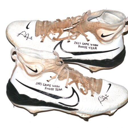 Logan Davidson 2025 Oakland Athletics Rookie Year Game Worn & Signed White & Black Nike Cleats
