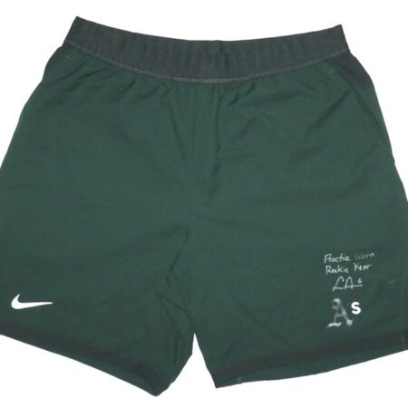 Logan Davidson 2025 Rookie Year Practice Worn & Signed Official Green Oakland Athletics Nike Dri-Fit XL Shorts