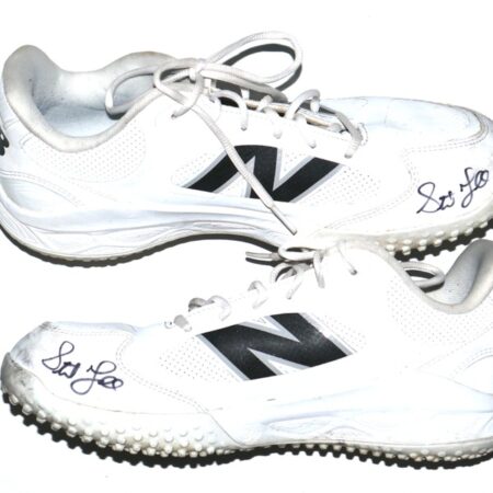 Stuart Fairchild 2025 Atlanta Braves Dugout Worn & Signed White & Black New Balance Shoes