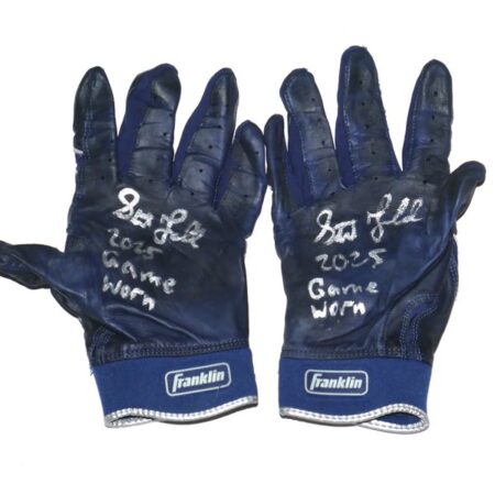 Stuart Fairchild 2025 Atlanta Braves Game Worn & Signed Blue Franklin Powerstrap Batting Gloves
