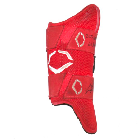 Cade Bunnell 2025 Gwinnett Stripers Game Worn & Signed "GO BRAVES!" EvoShield Leg Guard