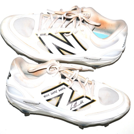 Cade Bunnell 2025 Gwinnett Stripers Game Worn & Signed New Balance Fresh Foam Baseball Cleats
