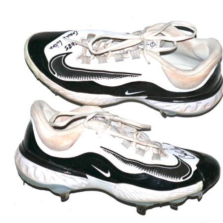 Coleman Crow 2025 Biloxi Shuckers #56 Game Worn & Signed White & Black Nike React Baseball Cleats