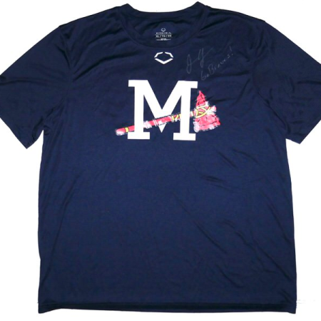 Justin Yeager Practice Worn & Signed Official Mississippi Braves #39 EvoShield XL Shirt