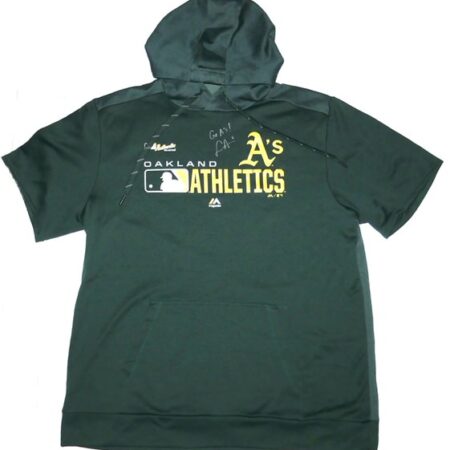 Logan Davidson 2025 Team Issued & Signed Official Oakland Athletics Majestic XL Pullover - Worn for Batting Practice!