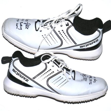 Stuart Fairchild 2025 Cincinnati Reds #17 Training Worn & Signed White Sqairz Turf Shoes - Worn In Batting Cage!
