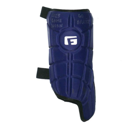 Cade Bunnell 2025 Columbus Clingstones Game Worn & Signed "GO BRAVES!" G-Form Elite Double-Strap Leg Guard