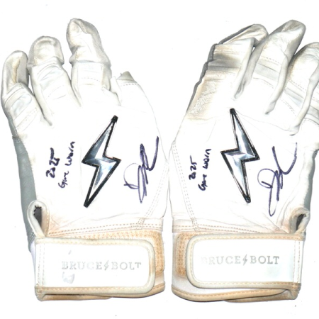 Drew Lugbauer 2025 Caliente Durango Game Worn & Signed Bruce Bolt Batting Gloves