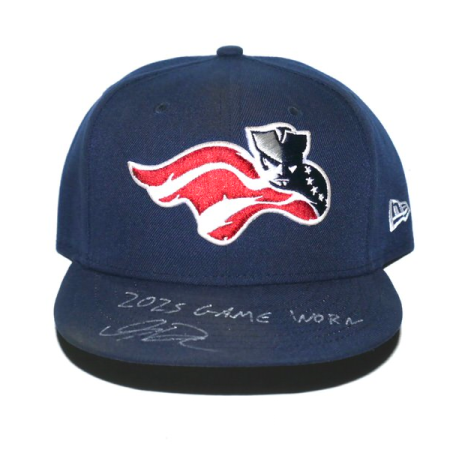 Indigo Diaz 2025 Game Worn & Signed Official Navy Somerset Patriots Home New Era 59FIFTY Hat