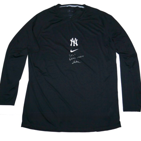 Indigo Diaz 2025 Game Worn & Signed Official New York Yankees Long Sleeve Nike Dri-Fit XXL Shirt