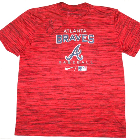 Justin Yeager Practice Worn & Signed Official Atlanta Braves Baseball "YEAGER" Nike Dri-Fit XL Shirt
