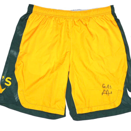 Logan Davidson 2025 Team Issued & Signed "Go A's!" Official Oakland Athletics Nike Dri-Fit XL Shorts