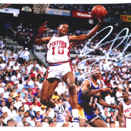 Dennis Rodman Detroit Pistons Autographed Rebound 8x10 Photo | Silver Signature | Authentic Ink Hologram