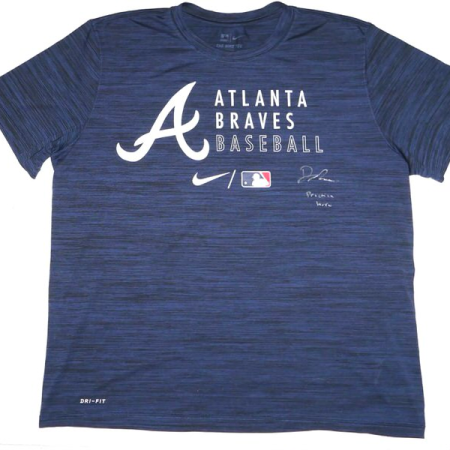 Drew Lugbauer Practice Worn & Signed Official Atlanta Braves Baseball Nike Dri-Fit XL Shirt