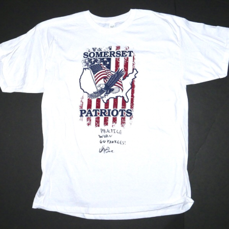 Indigo Diaz 2025 Practice Worn & Signed "GO YANKEES!" Official Somerset Patriots XL Shirt