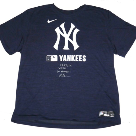 Indigo Diaz 2025 Practice Worn & Signed Official New York Yankees Nike Dri-Fit Shirt