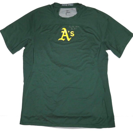 Logan Davidson 2025 Practice Worn & Signed Go A's Official Oakland Athletics Nike Pro XL Shirt