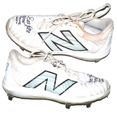 Stuart Fairchild 2025 Atlanta Braves Game Worn & Signed White & Silver New Balance FuelCell Cleats